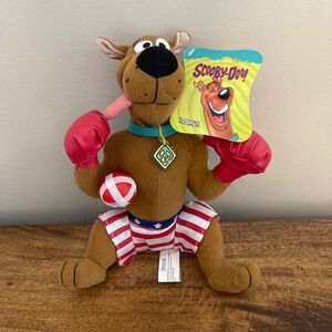 NWT Toy Network Kids 12" Scooby-Doo Plush Brown Boxer Boxing Gloves Patriotic